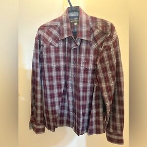 Stetson Men's Burgundy and White Western Shirt